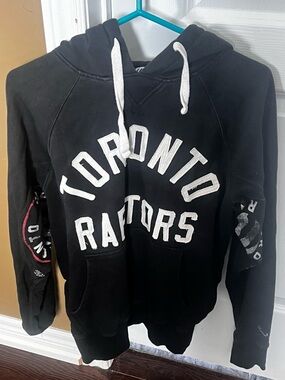 Black Toronto Raptors Pullover Hoodie with White Lettering